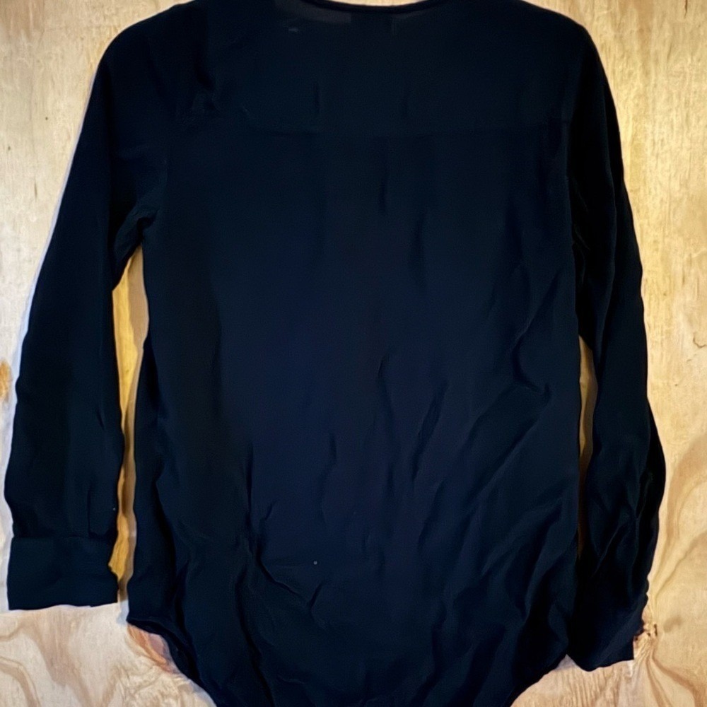J Crew Black Tunic Blouse Womens XS Button Up‎ Long Sleeve Work Top - Picture 4 of 5